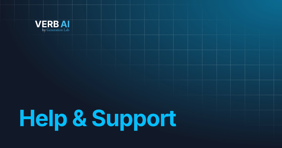 Help & Support | Verb AI Docs